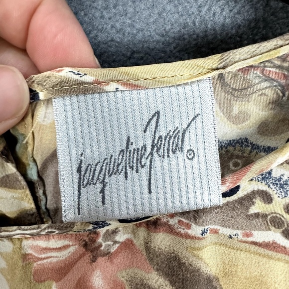 Vintage 90s Jacqueline Ferrar Blouse Women L Floral Tile Print Boho Cottagecore - Picture 2 of 5